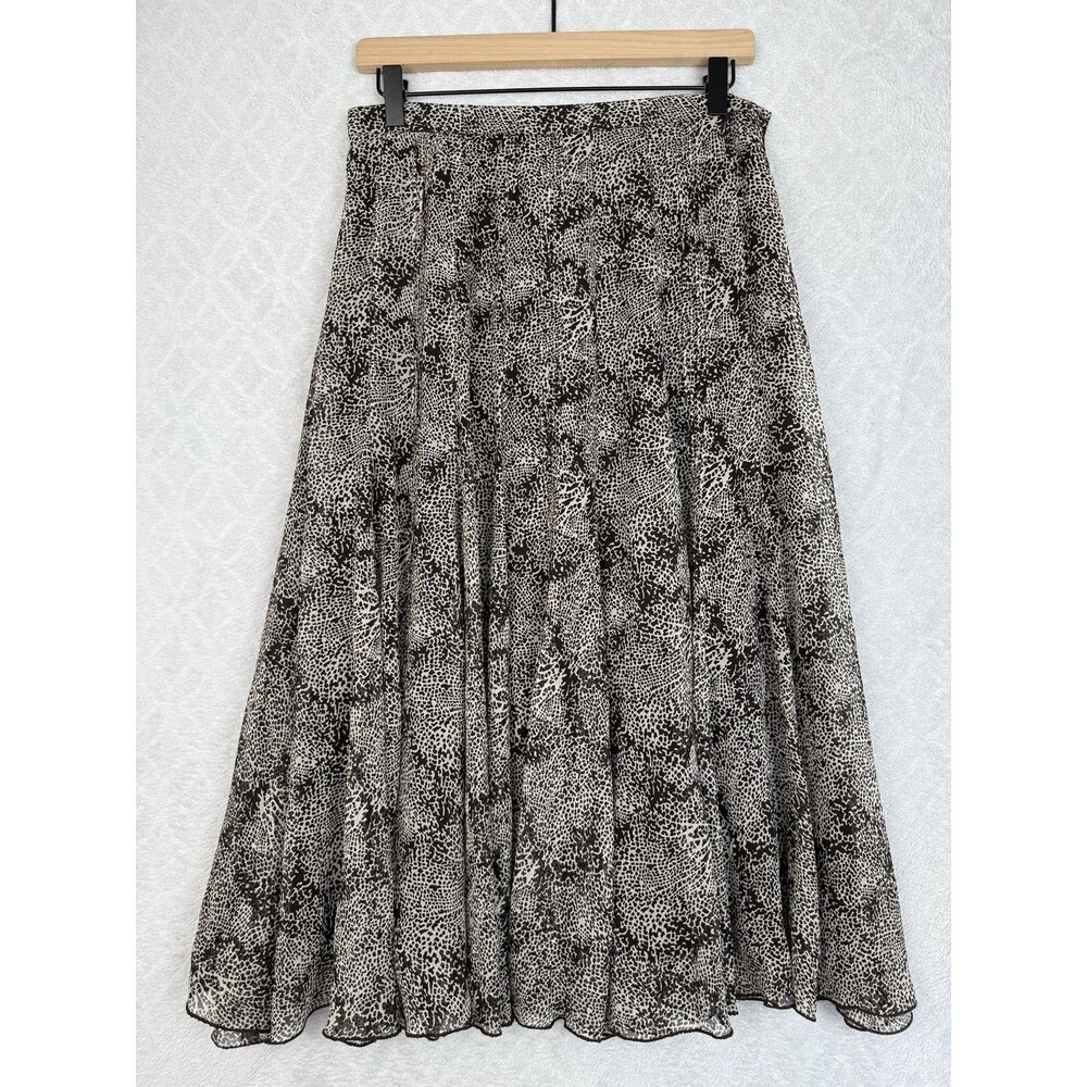 Jones NY 100% Silk Maxi Skirt 6/Small Brown Tan Low Rise Fairy Whimsical 90s Y2K